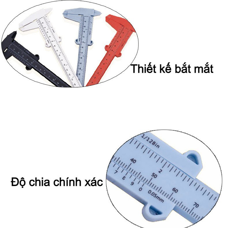 Thước kẹp mini bằng nhựa 0-150mm nhiều màu