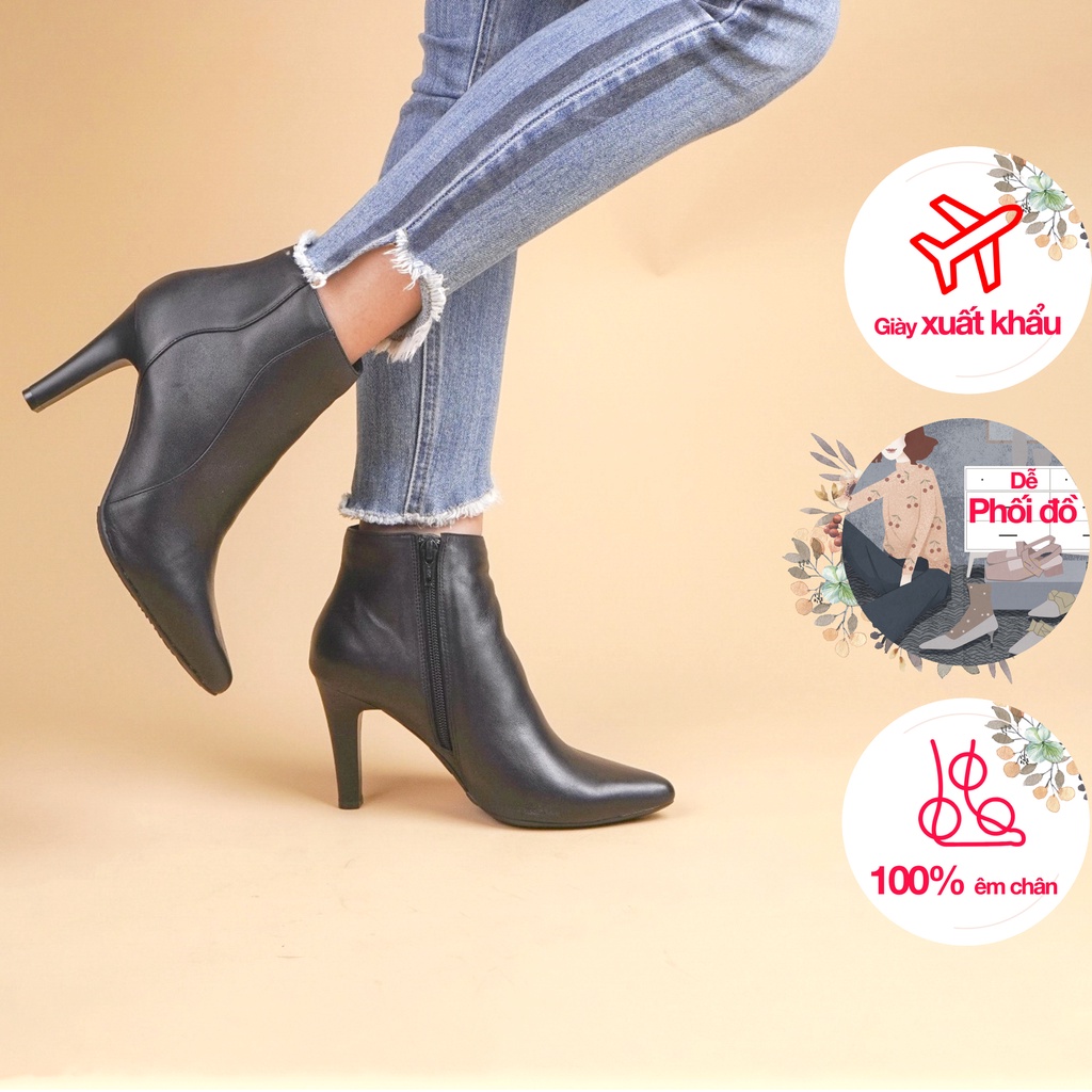 Boot nữ cổ thấp da thật CLK xuất Úc-Boots nữ cao gót 8cm-Kimy Store