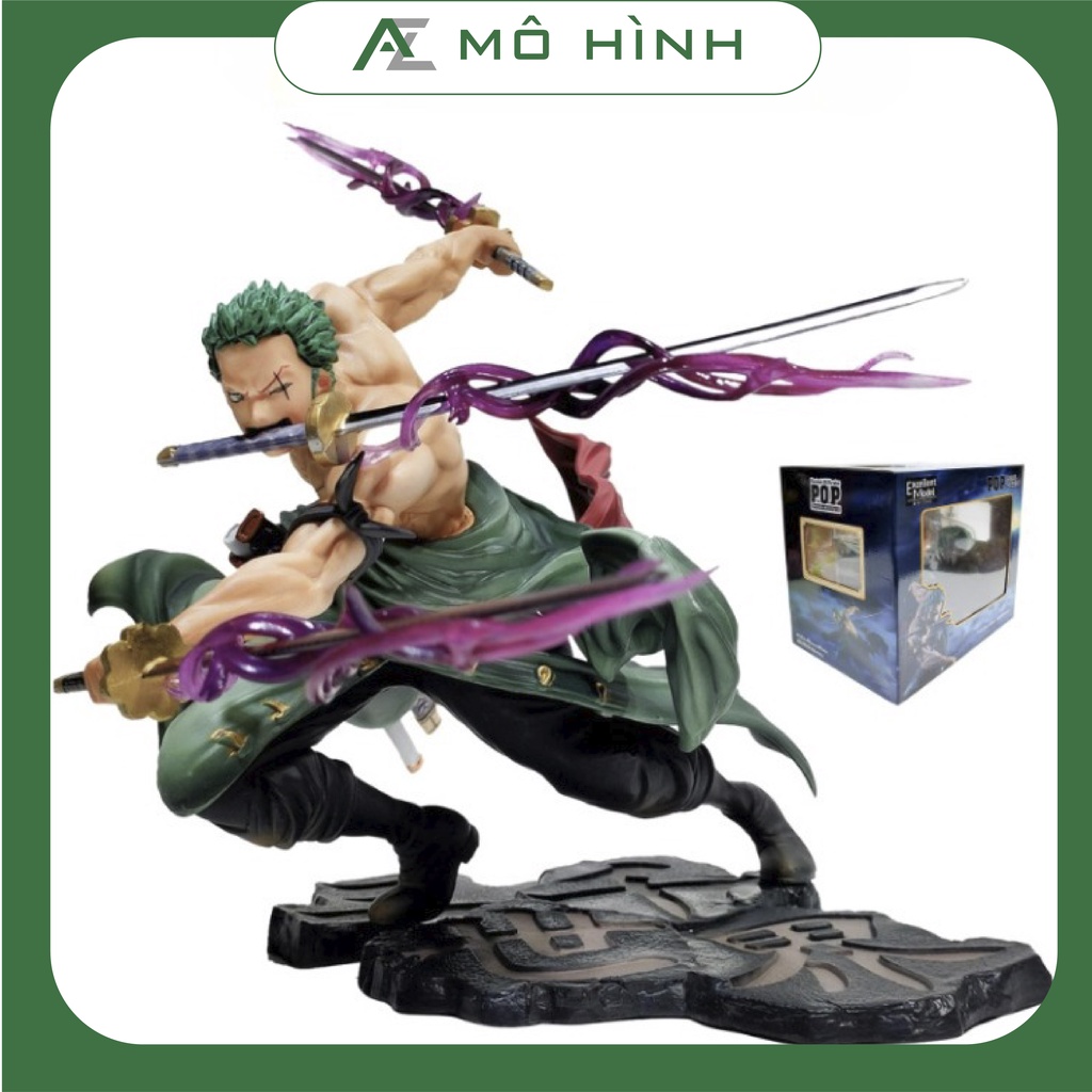 Mô hình One Piece Zoro 3000 thế giới có 2 đầu 3 vòng hắc kiếm cao 21 cm siêu ngầu, mô hình anime decor trang trí để bàn