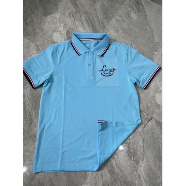 Áo phông gia đình có cổ/cổ trụ love family 3/4/5 người màu xanh chất xịn , cam kết giá rẻ. Familystore
