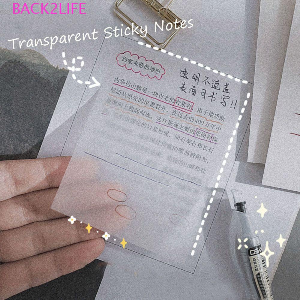 Set 50 Tờ Giấy Ghi Chú Tự Dính Trong Suốt Chống Thấm Nước Dùng Trong Trường Học / Văn Phòng Back2Lilife