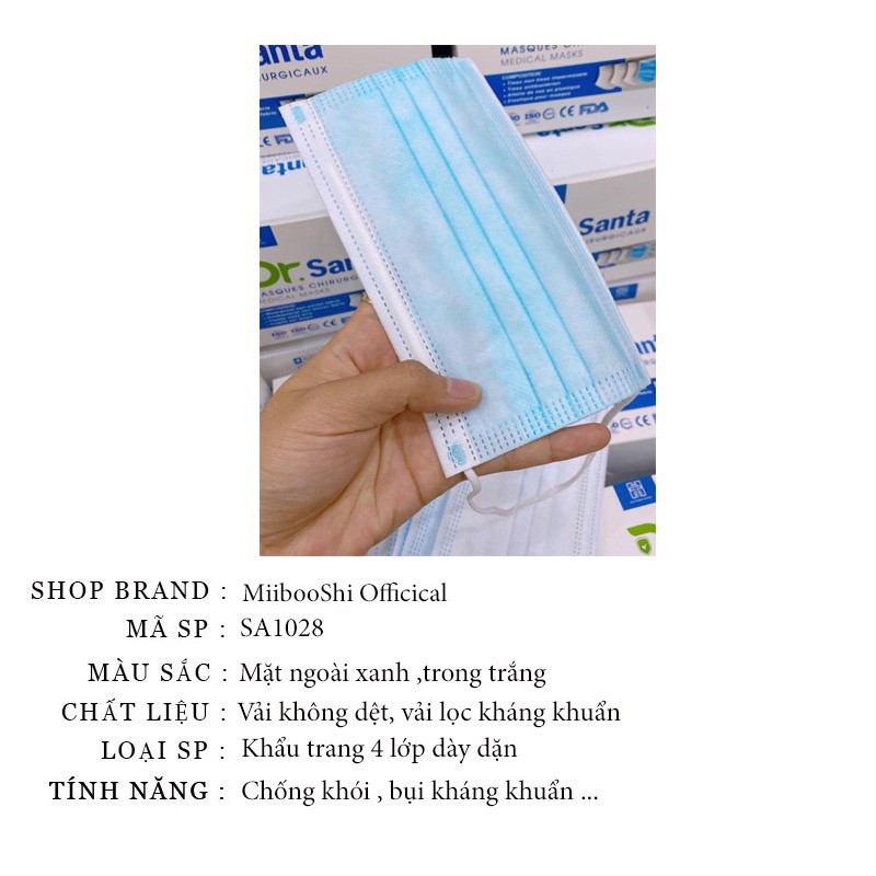 Khẩu trang y tế 3d dày dặn 4 lớp tiện lợi chống khói bụi kháng khuẩn cao cấp MiibooShi SA1028