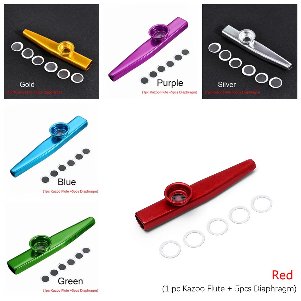 Bộ 5 Kèn Kazoo Bằng Nhôm Màu Bạc Hợp Thời Trang Cho Trẻ Em