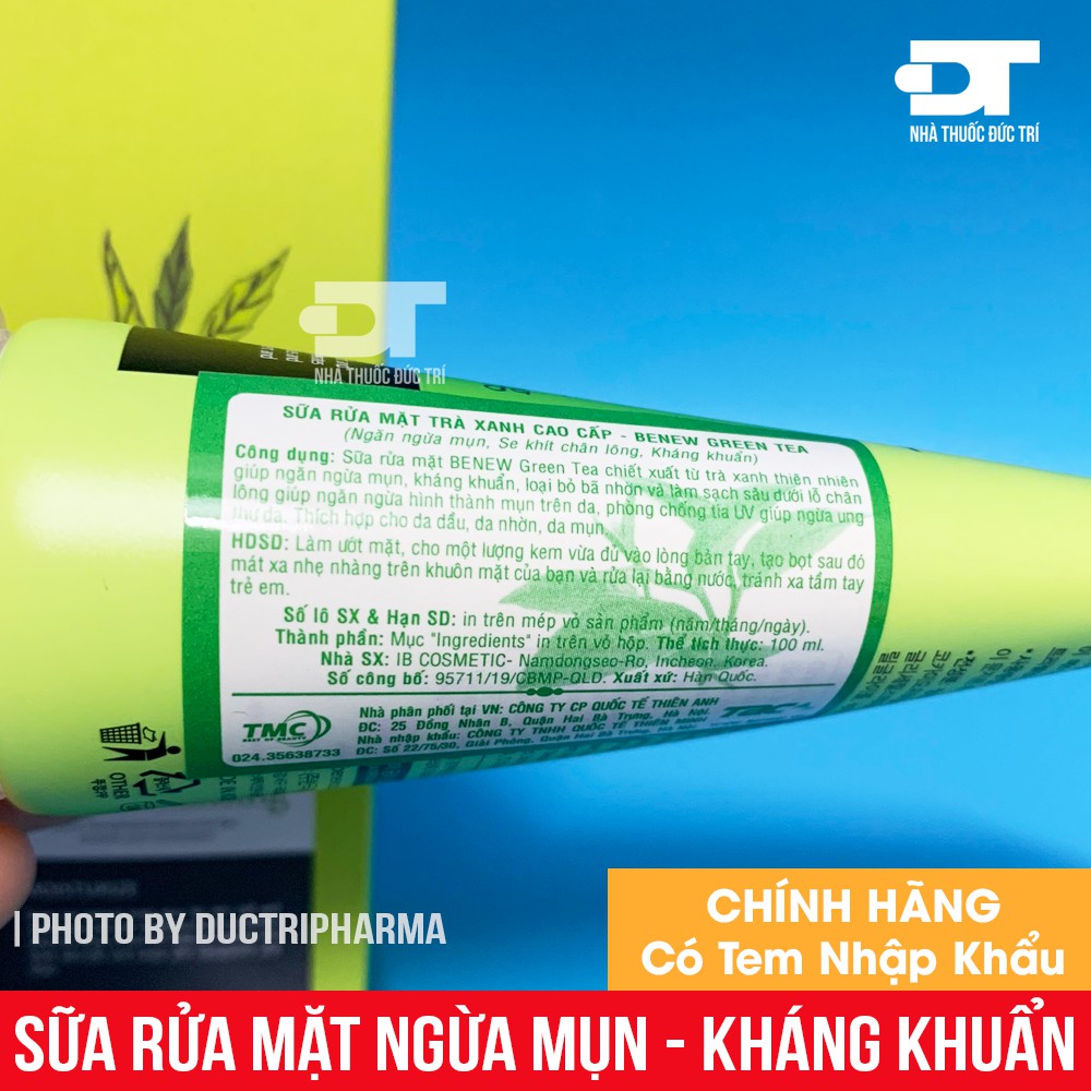 Sữa rửa mặt trà xanh BENEW Green Tea ngừa mụn, se khít chân lông 100ml - [CHÍNH HÃNG]