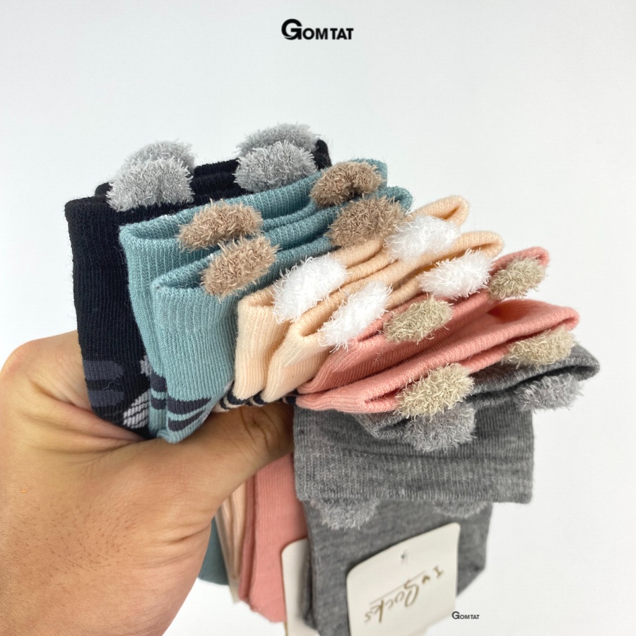 Set 5 đôi tất vớ nữ cổ ngắn GOMTAT hình tai gấu dễ thương nhiều màu phong cách Hàn Quốc - LISU-TAIGAU-03