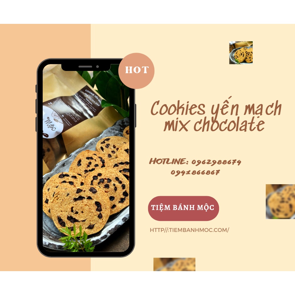 Bánh cookie yến mạch mix socolachip ăn kiêng giảm cân