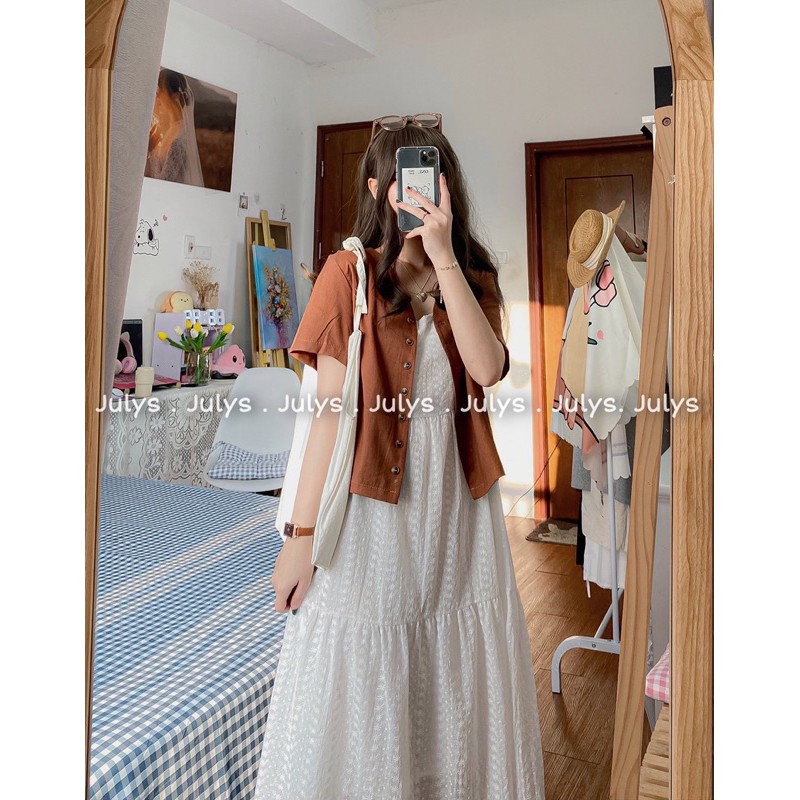 [Mã FAGREEN245 giảm 10% tối đa 30K đơn 99K] Váy thô 2 dây thêu hoa (ảnh thật shop chụp kèm video) | BigBuy360 - bigbuy360.vn