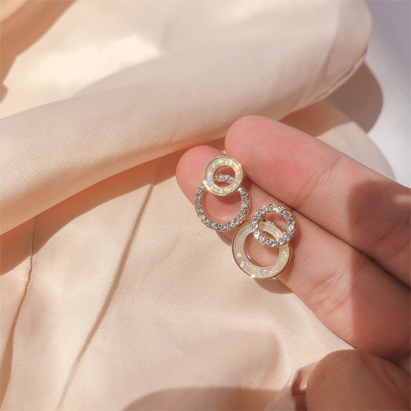 Khuyên tai đính đá Zircon phong cách Hàn Quốc tinh tế