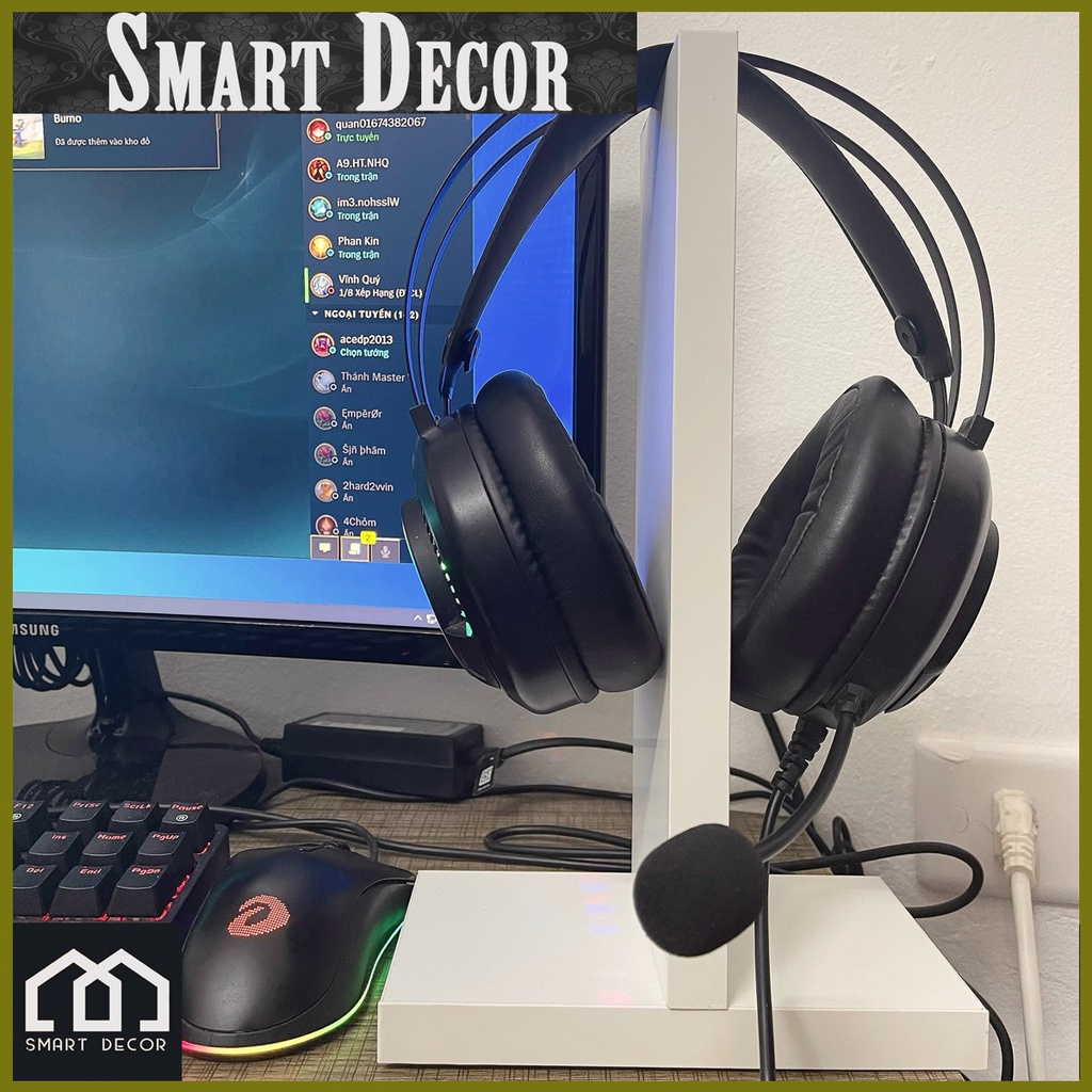 Giá treo tai nghe bằng gỗ MDF, kệ để headphone trang trí bàn làm việc