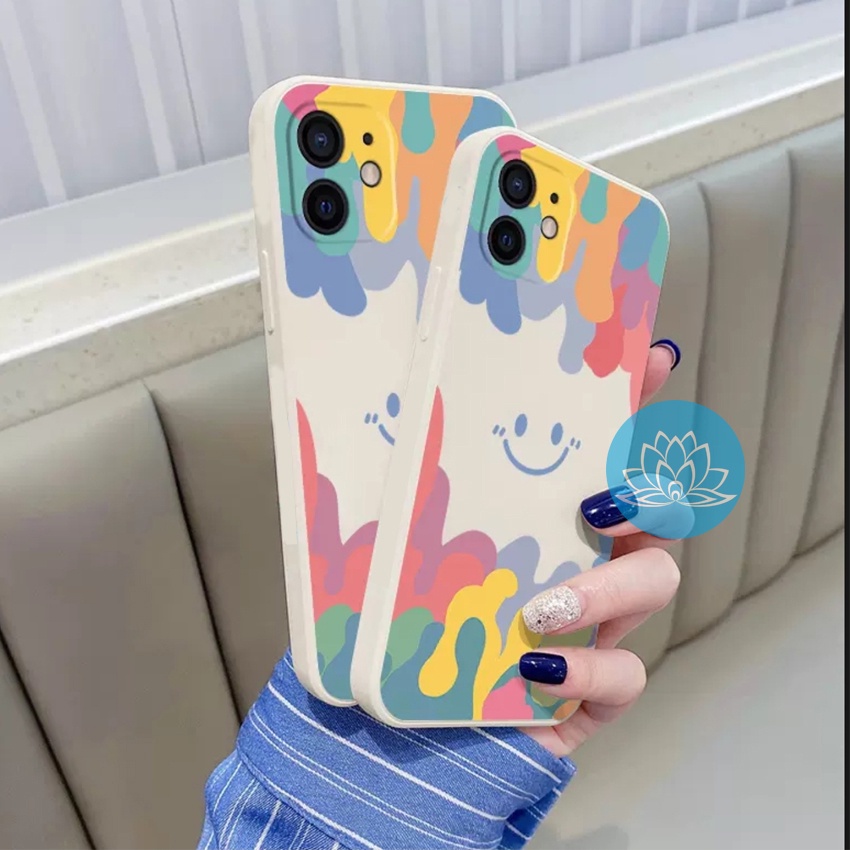 Ốp Lưng Iphone Cạnh Vuông Smile Màu Iphone5/5s/6/6plus/6s/6splus/7/7plus/8/8plus/x/xr/xs/11/12/pro/max/plus/promax - Sen