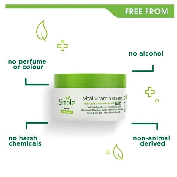 UK - Kem Dưỡng Ban Đêm Simple Vital Vitamin Cream - Dưỡng Ẩm và Phục Hồi Cho Da Nhạy Cảm 50ML