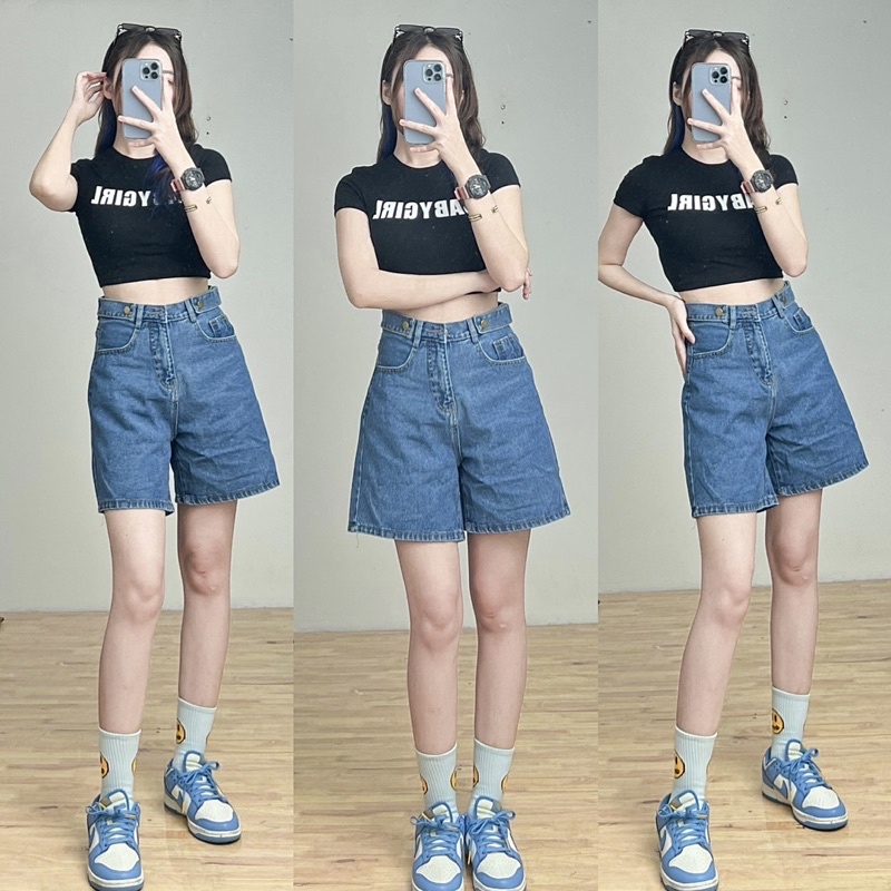 Quần Ngố Dài Trên Gối Lưng Cao Chuẩn Form ULZZANG