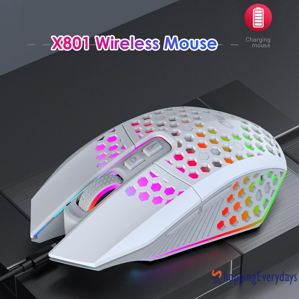 Chuột Chơi Game She X801 Hình Tổ Ong 8 Nút Không Dây