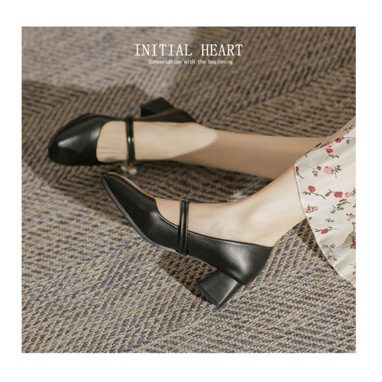 Giày công sở da mềm gót vuông 5 phân kết hợp đồ váy vóc giày cưới sang trọng giày cao gót dễ đi