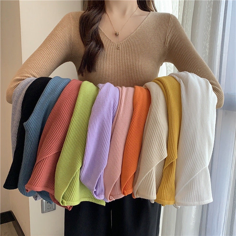 Áo Len Tay Dài Màu Sắc Đơn Giản Thời Trang Cho Nữ