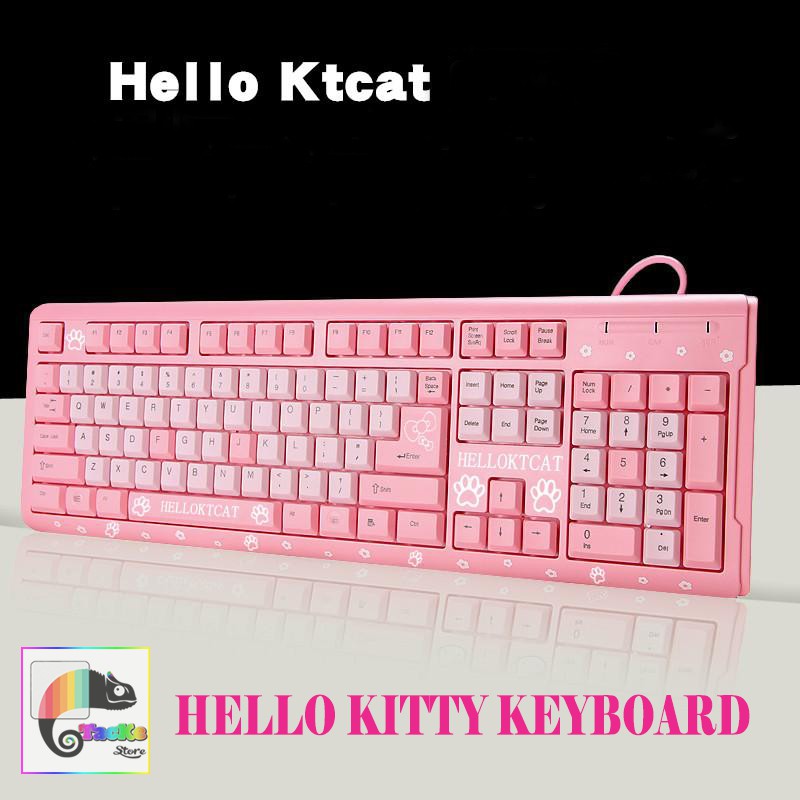 Bàn phím giả cơ HELLO KTCAT Màu hồng I Pink Keyboard Hello Kitty