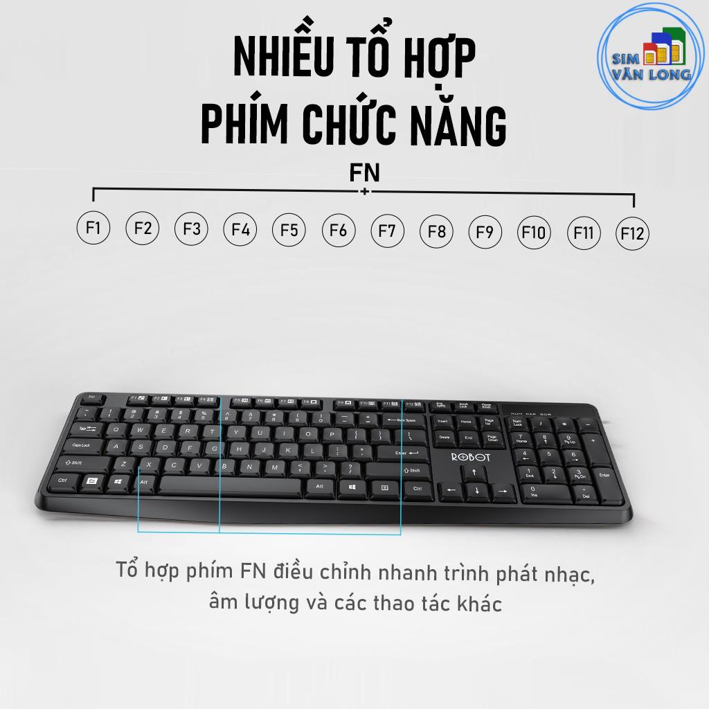 Bộ Bàn Phím Và Chuột Không Dây ROBOT KM3100 Thích Hợp Dùng Cho Laptop, Máy Tính, PC - Bảo Hành 12 Tháng _1