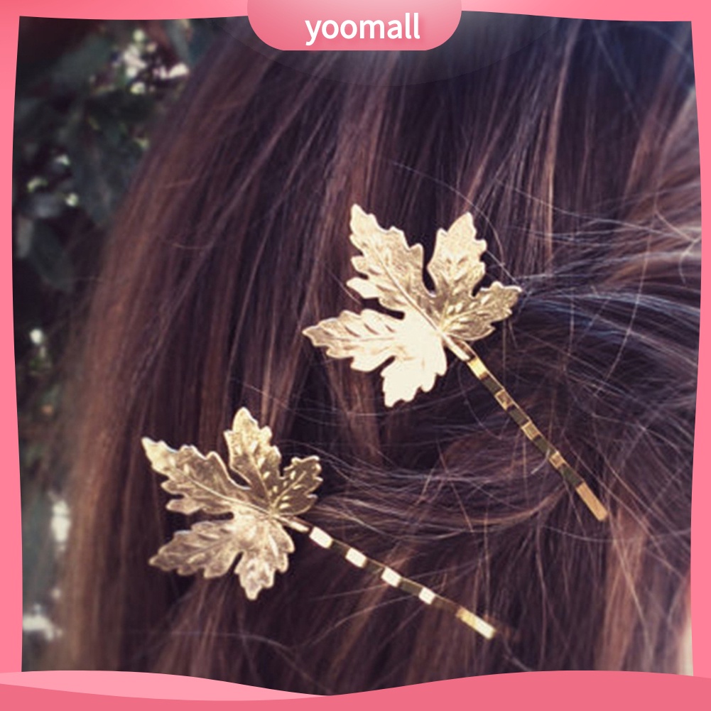 Set 2 kẹp tóc hình lá phong thời trang retro cho nữ