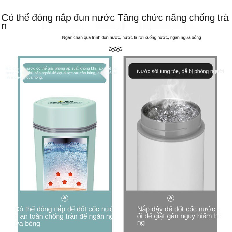 Ấm siêu tốc xách tay chất lượng Đức tích hợp cốc đun sôi du lịch nhà ở ký túc xá điện mini