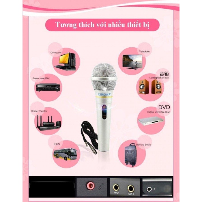 Micro Karaoke XINGMA AK-319 Cao Cấp, CÓ DÂY, Chống Hú - BH 12 THÁNG