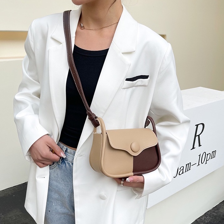 Túi đeo chéo nữ, túi xách đeo vai da mềm vá màu hot hot PK 411