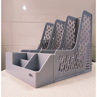 DELI khay tài liệu để bàn 3 ngăn + Ống cắm bút
