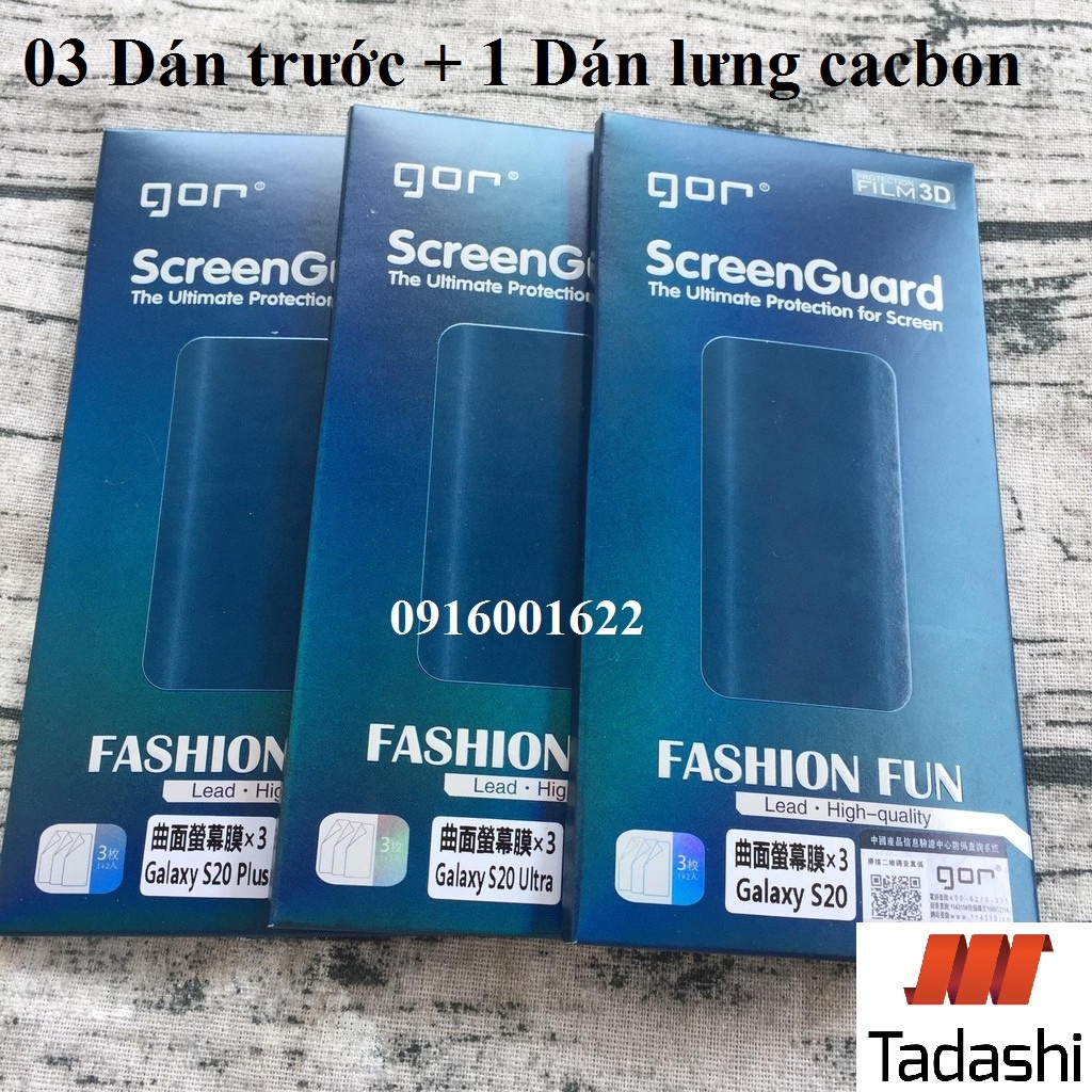 Bộ 4 Dán Dẻo Gor Samsung S20, S20 Plus, S20 Ultra, S21 Ultra, S22 Ultra Trong Suốt 3D, Dán Full Màn - Chính Hãng Gor.