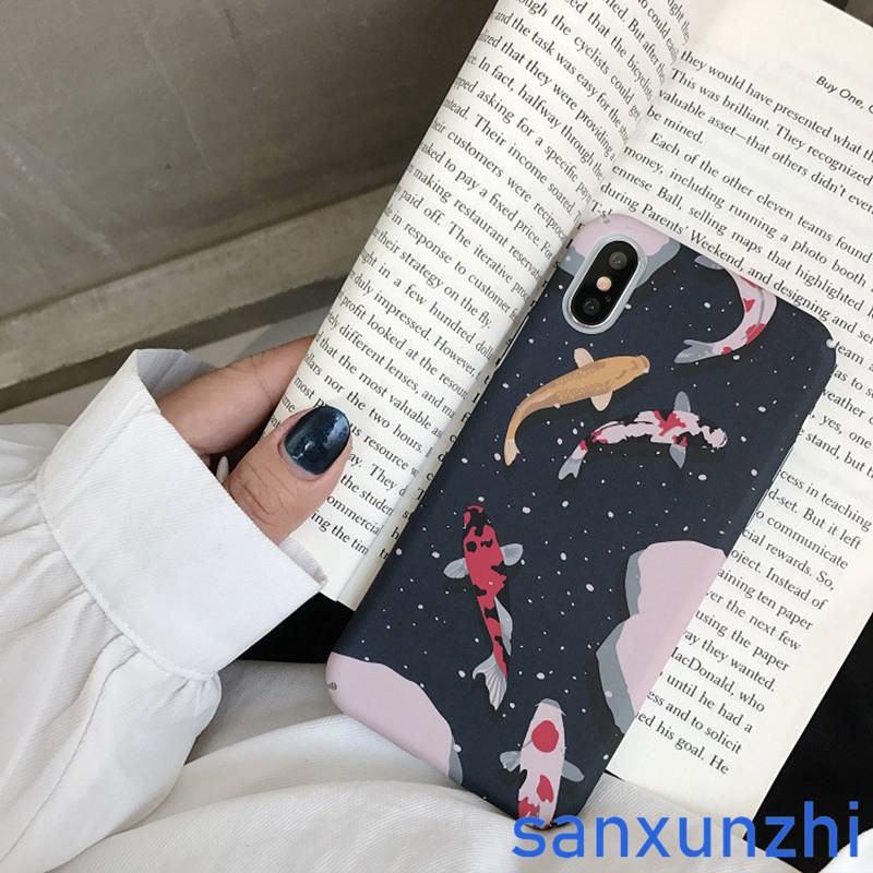 Iphone X/XS 6 6s 6Plus 7 7Plus 8 8Plus Cartoon Koi Hard Case Phone Cover