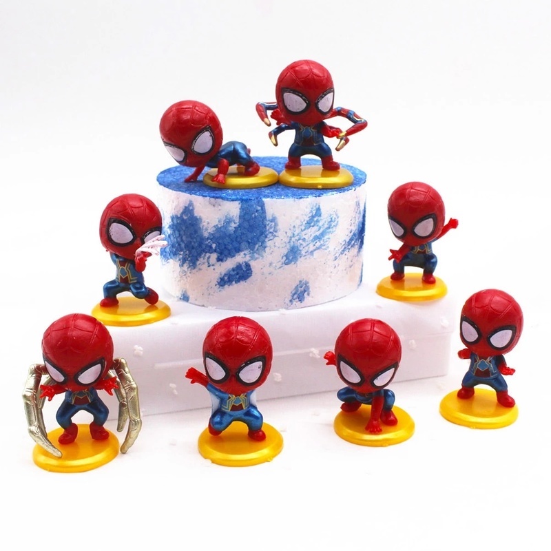 Set 7 Mô Hình Các Nhân Vật Siêu Anh Hùng Marvel Trang Trí Bánh Kem