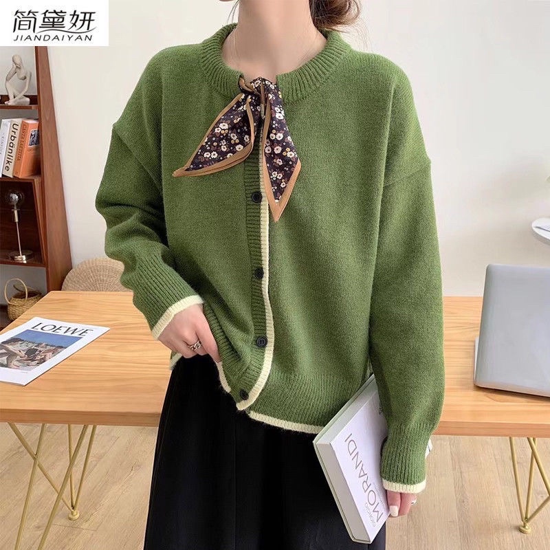 Áo len cardigan dệt kim thắt nơ siêu xinh