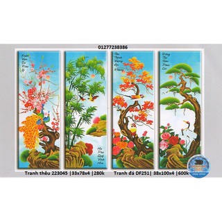 Tranh thêu chứ thập tứ quý xuân hạ thu đông 223045 (KT: 32 x 78 x 4 cm)