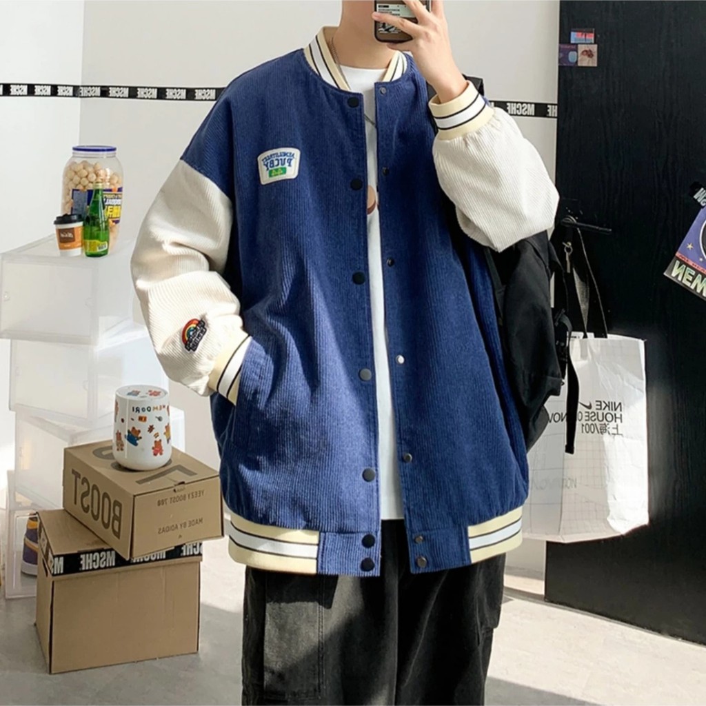 Áo Bomber Nhung Tăm Chữ Thêu PUCBY ❤ Áo Khoác Bóng Chày Dáng Rộng Nam Nữ DH23