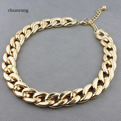 CHU_Women Simple Punk Style Cut Link Chain Choker Shiny All Match Necklace Jewelry