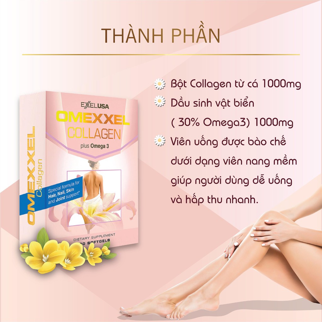 Bộ viên uống bổ sung collgen trắng da Omexxel Collagen - Omexxel Skin (30 viên/hộp) - Tặng 1 hộp Omexxel Collagen 30v