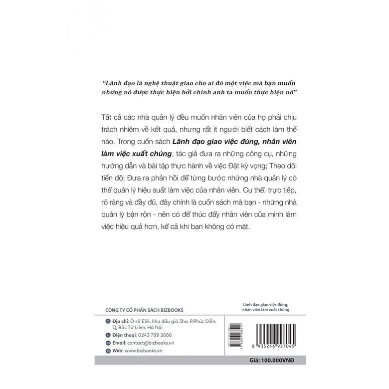 Sách - Lãnh đạo giao việc đúng - Nhân viên làm việc xuất chúng - BIZ-KT10-100k-8935246927045