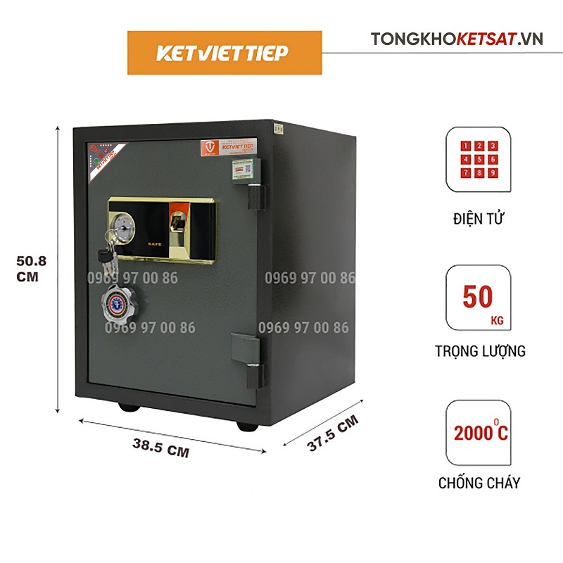 Két Sắt Vân Tay Việt Tiệp KV304-VT 2 Tầng Thiết Kế Thông Minh (Miễn Phí Giao Hàng)
