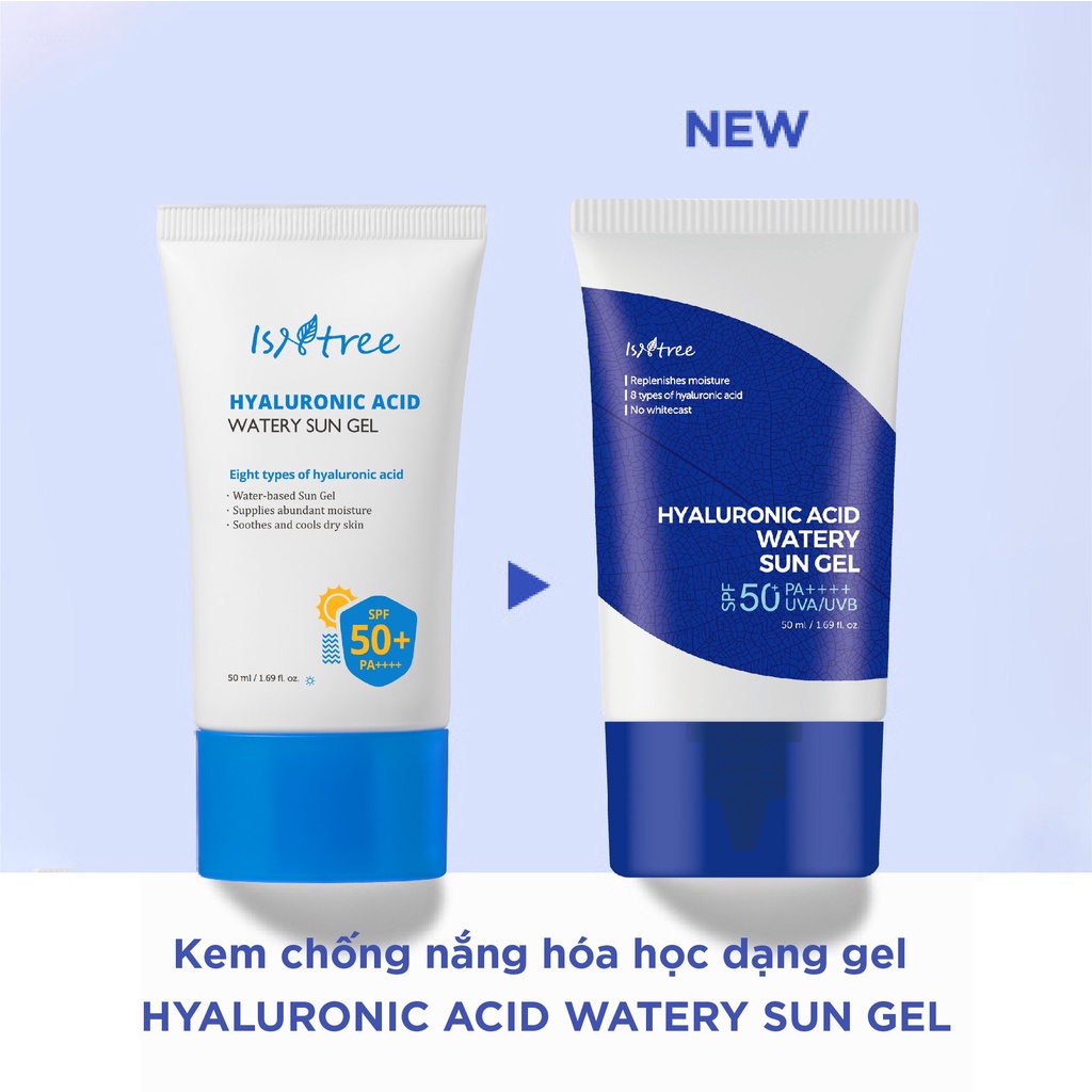 Kem chống nắng hóa học dạng gel ISNTREE HYALURONIC ACID WATERY SUN GEL 50ml