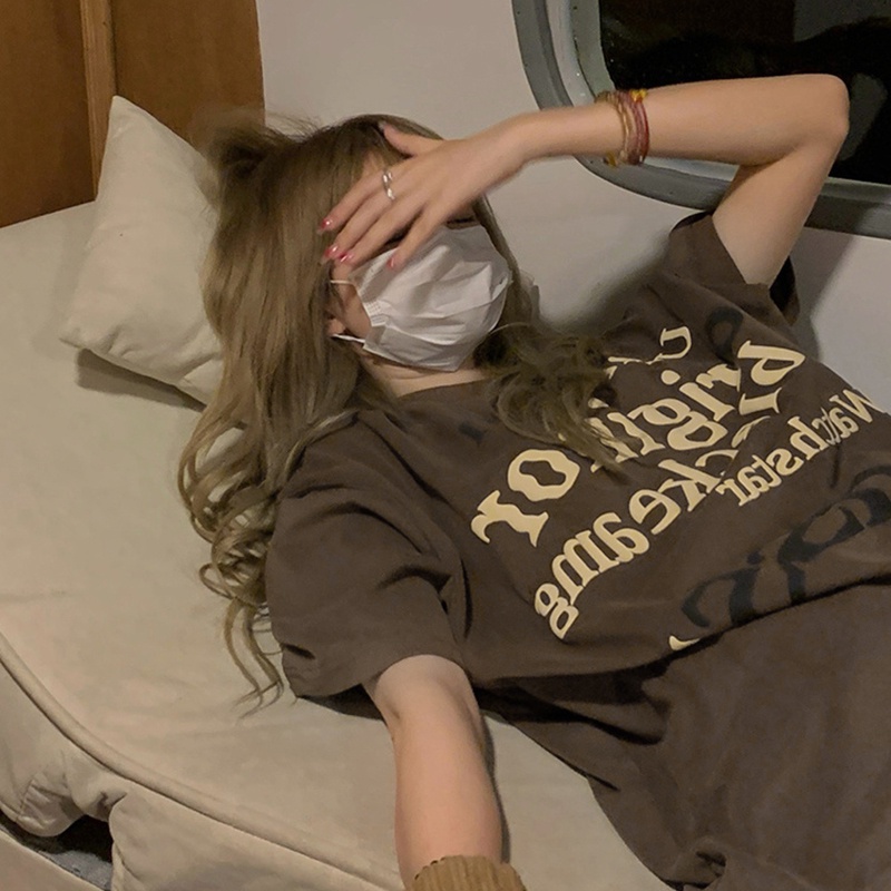 NRVP Áo thun tay ngắn cổ tròn 100% cotton thời trang phong cách Hàn Quốc cho nữ