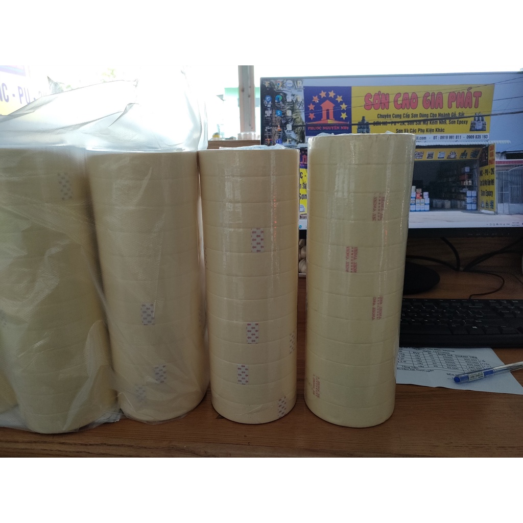 CÂY 12 CUỘN BĂNG KEO GIẤY 24MM ( KHOẢNG 25M )