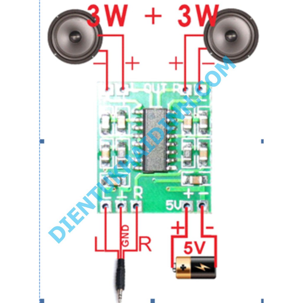 2 cái Module Khuếch Đại Audio 2x3W 5V, PAM8403 class D không biến trở kde2196