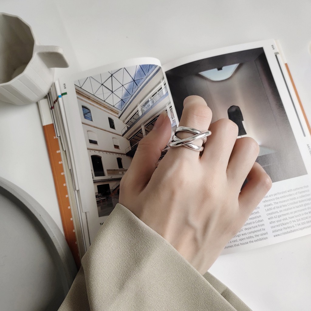 Nhẫn Thép Titan B758 Phong Cách Hàn Quốc Cho Nam Nữ