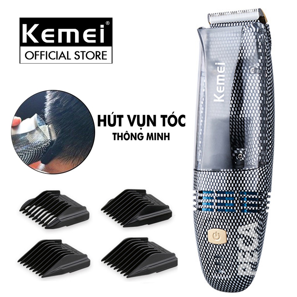 Tôngđơ cắt tóc gia đình và trẻ em không dây KEMEI KM-77 sử dụng pin sạc tiện lợi, công nghệ hút mảnh vụn tóc thông minh