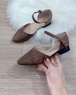 Giày búp bê khoét eo chất vải dạ xinh