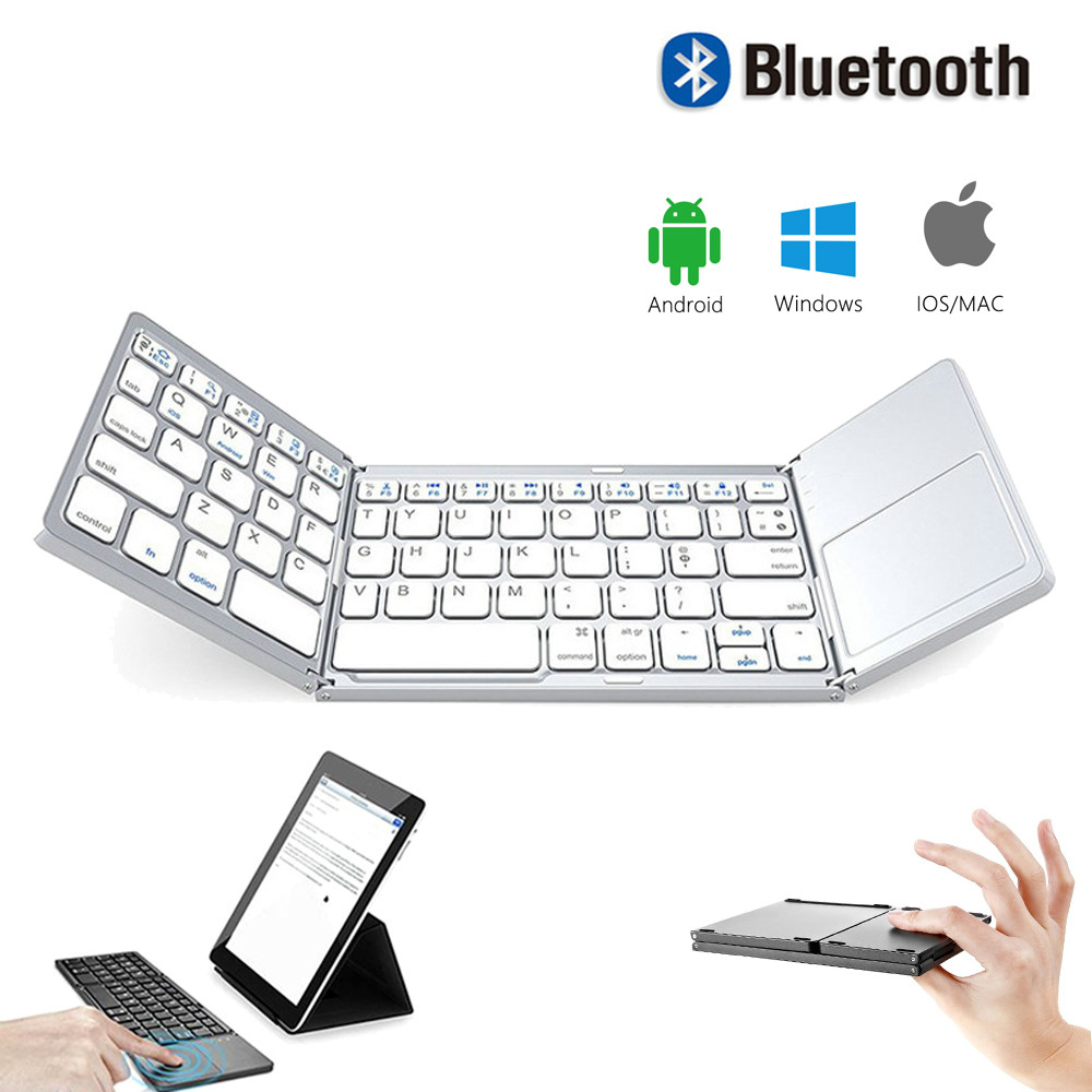 Mini Folding Keyboard Bluetooth Wireless Portable Universal Foldable Keyboard with Touchpad for Windows Android IOS Tablet iPad