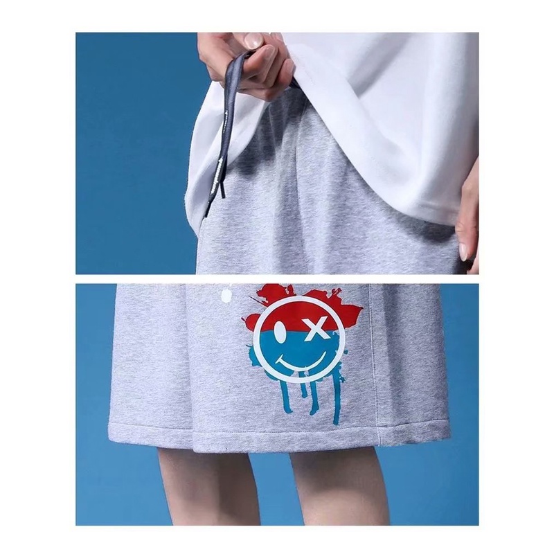 Quần Short Thể Thao Dáng Rộng Lưng Thun Co Giãn In Hoạt Hình Phong Cách Hàn Quốc Thời Trang Mùa Hè Cho Nam Size M-8Xl