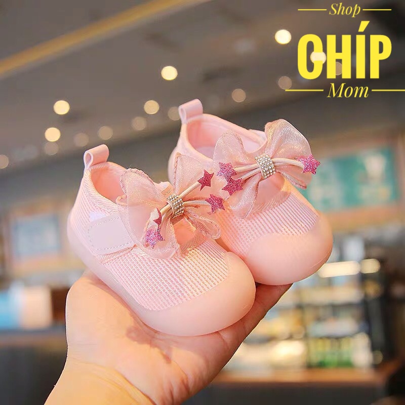 giày cho bé gái giày tập đi cho bé bún êm chân nơ lưới ngô sao siêu điệu quai ngang chống tuột ôm chân A856 ( ảnh thật )