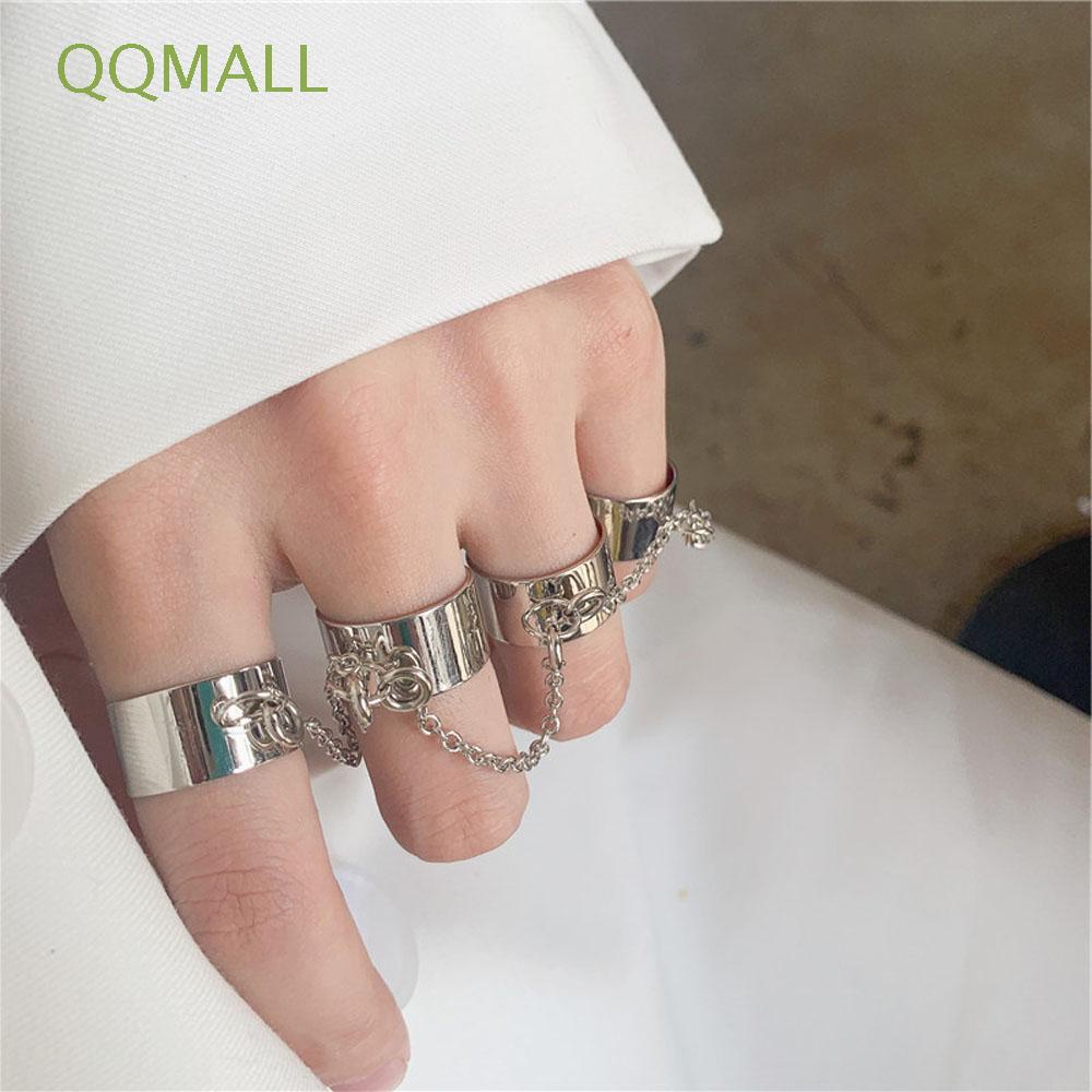 Qqmall Nhẫn Hở Đeo Ngón Tay Dạng Chuỗi Xích Bốn Màu Cá Tính Sáng Tạo Cá Tính Có Thể Điều Chỉnh Cho Nam Và Nữ