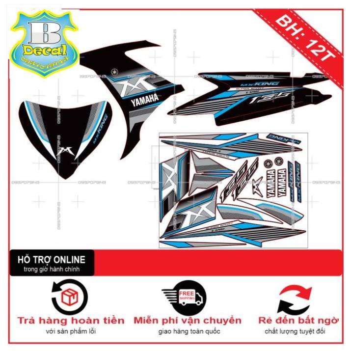 ( Quí khách vui lòng mang ra tiệm cho thợ dán ) Tem EX 2011 MX KING XANH ĐEN [Bi Decal]