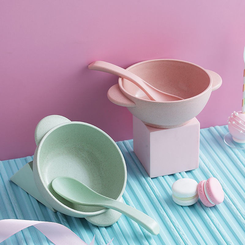 Set 2 Dụng Cụ Ăn Uống Bằng Lúa Mạch Thân Thiện Với Môi Trường An Toàn Cho Bé