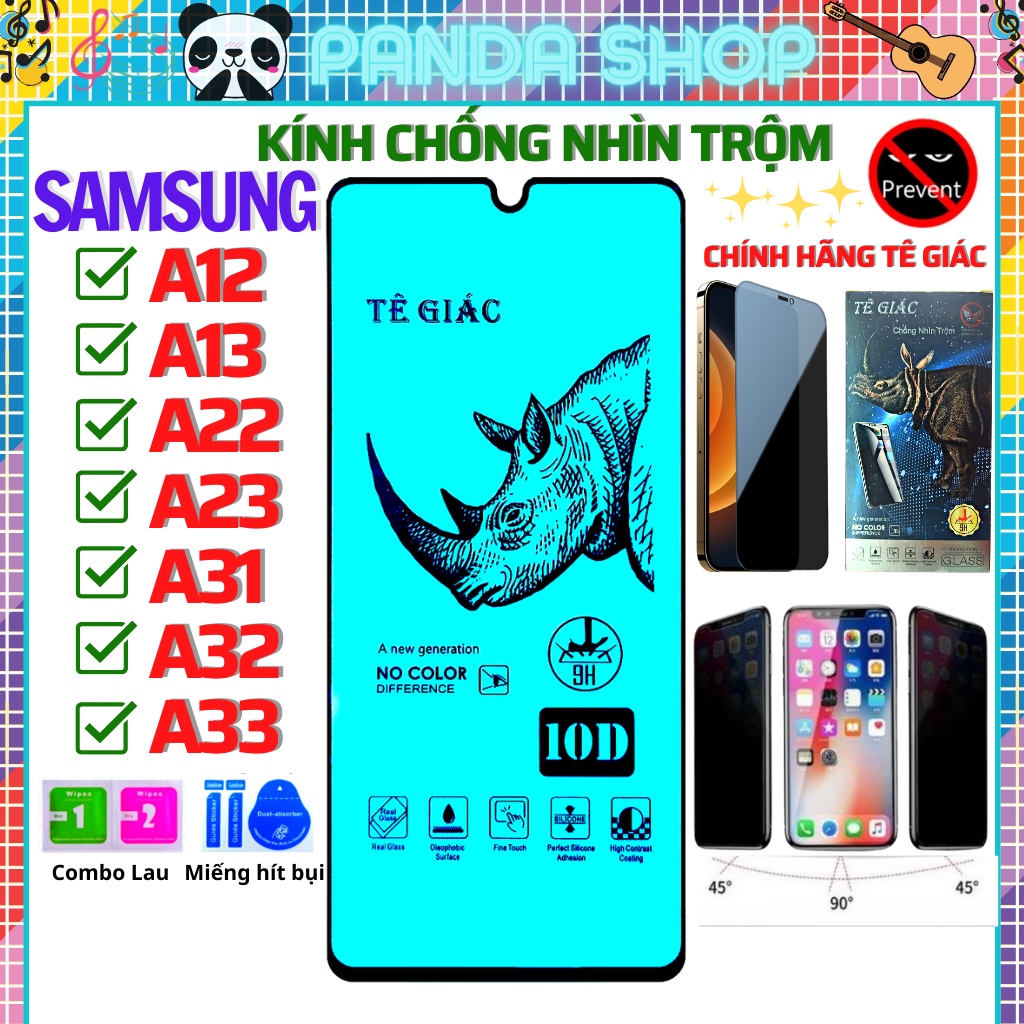 Kính cường lực chống nhìn trộm samsung A12/ A13/ A22/ A23/ A31/ A32/ A33 5G - full màn hình 10D - Chính hãng